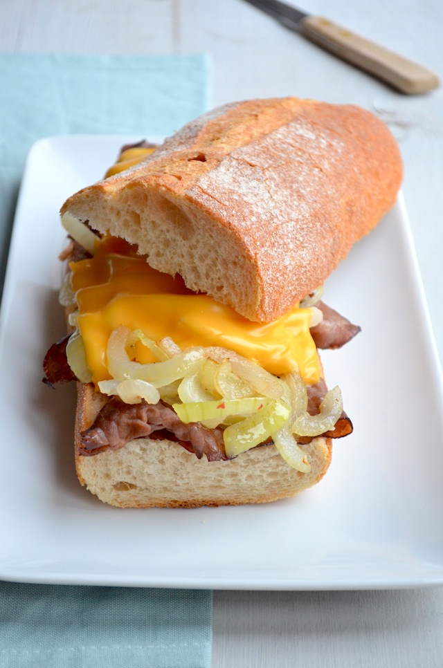 Philly cheese steak sandwich