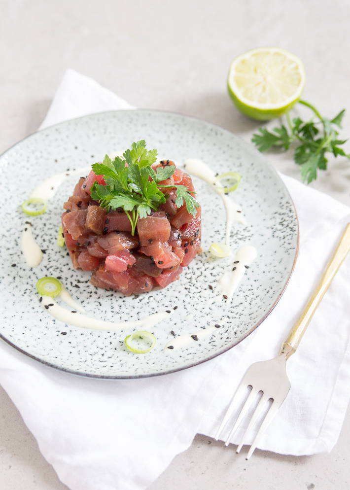 tonijntartaar met wasabi mayonaise