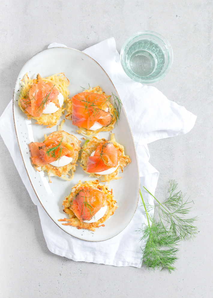 Latkes met gerookte zalm