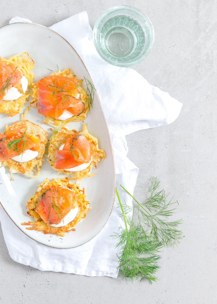 Latkes met gerookte zalm