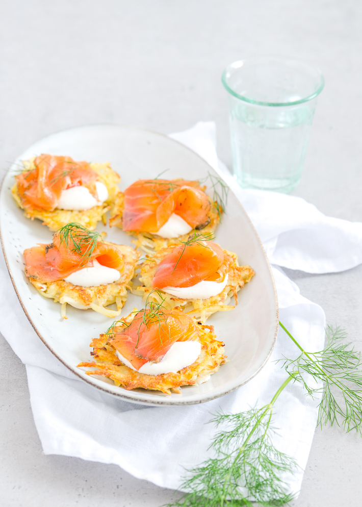 Latkes met gerookte zalm