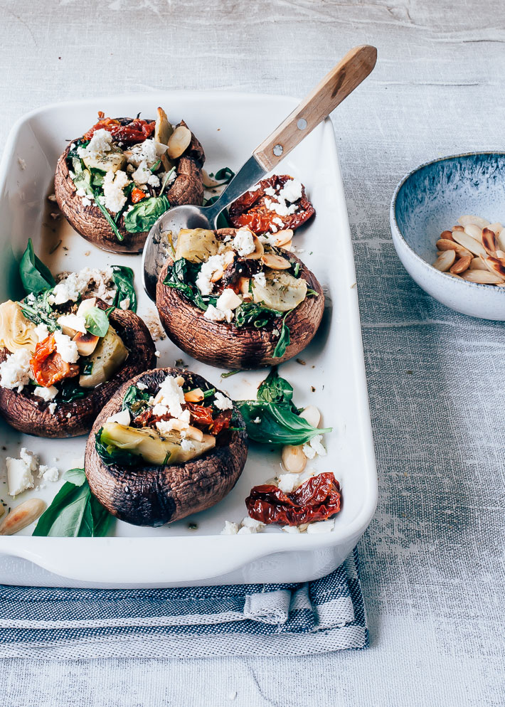 gevulde portobello met spinazie