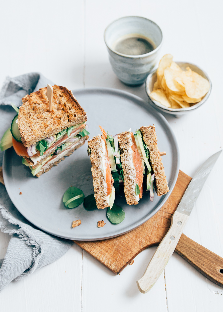 club sandwich met zalm