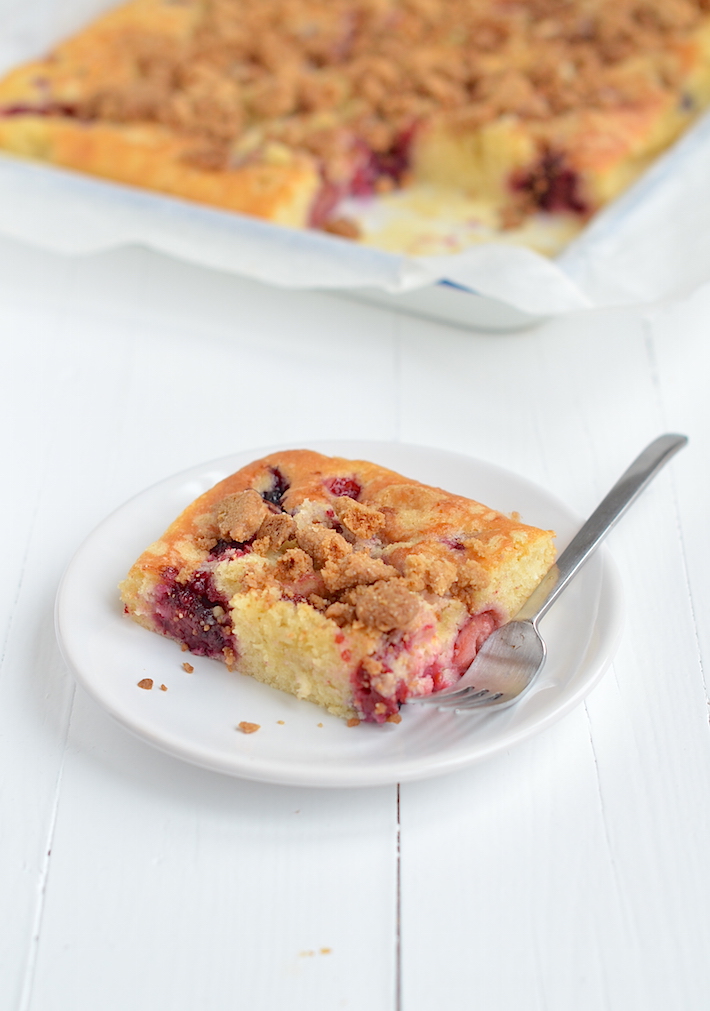 kruimelcake met rood fruit 