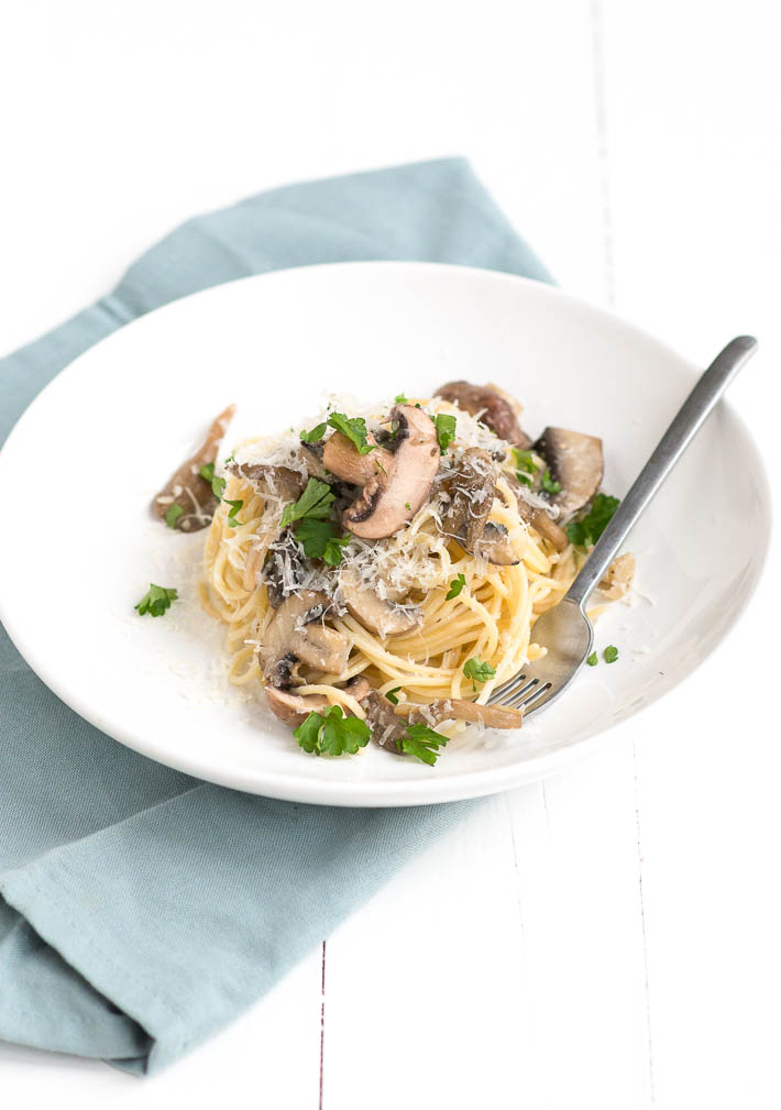 spaghetti met paddenstoelen roomsaus-4