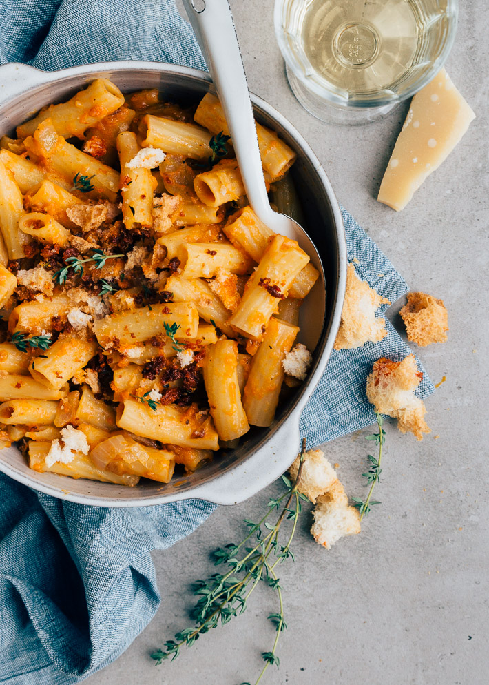 pasta met pompoensaus