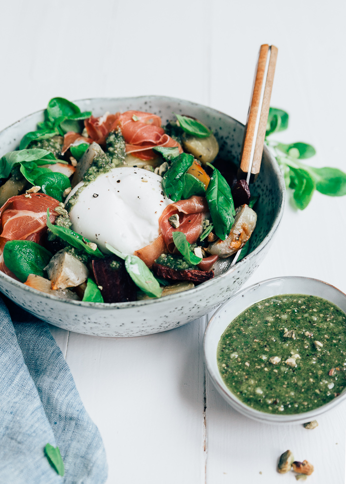 salade biet burrata pistachepesto